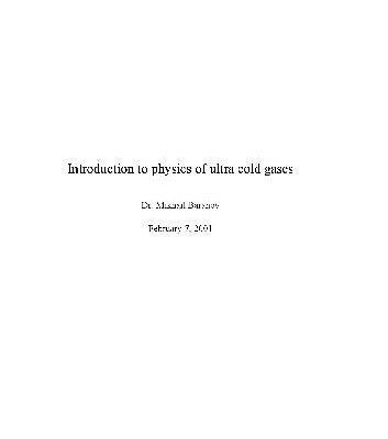 خرید و دانلود نسخه کامل کتاب Introduction to Physics Of Ultra Cold Gases