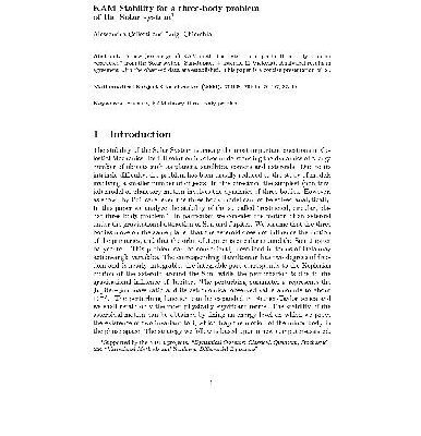 خرید و دانلود نسخه کامل کتاب KAM stability for a three-body problem of the solar system