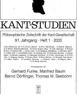 خرید و دانلود نسخه کامل کتاب Kant-Studien Philosophische Zeitschrift der Kant-Gesellschaft, 91. Jahrgang, Heft 1, 2000