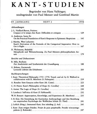 خرید و دانلود نسخه کامل کتاب Kant-Studien Philosophische Zeitschrift der Kant-Gesellschaft, 89. Jahrgang, Heft 2, 1998