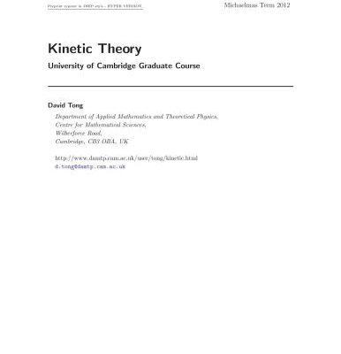 خرید و دانلود نسخه کامل کتاب Kinetic Theory. University of Cambridge Graduate Course