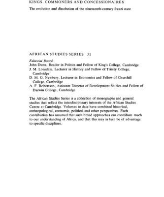 خرید و دانلود نسخه کامل کتاب Kings, Commoners and Concessionaires: The Evolution and Dissolution of the Nineteenth-Century Swazi State (African Studies)
