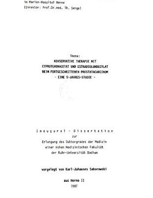 خرید و دانلود نسخه کامل کتاب Konservative Therapie mit Cyproteronacetat und Estradiolundecylat beim Fortgeschrittenen Prostatacarcinom: Eine 5-Jahres-Studie