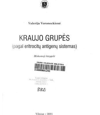 خرید و دانلود نسخه کامل کتاب Kraujo grupės (pagal eritrocitų antigenų sistemas)