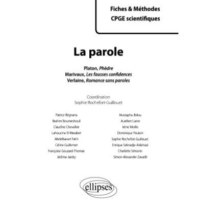 خرید و دانلود نسخه کامل کتاب La Parole Fiches & Méthodes Prépas Scientifiques 2013-2014 Platon Marivaux Verlaine Dissertations