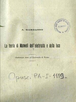 خرید و دانلود نسخه کامل کتاب La Teoria di Maxwell dell’Elettricità e della Luce