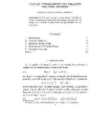 خرید و دانلود نسخه کامل کتاب Lack of integrability via viscosity solution methods