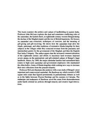 خرید و دانلود نسخه کامل کتاب Land and Local Kingship in Eighteenth-Century Bengal