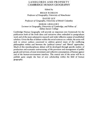 خرید و دانلود نسخه کامل کتاب Landlords and Property: Social Relations in the Private Rented Sector (Cambridge Human Geography)
