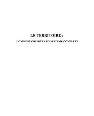 خرید و دانلود نسخه کامل کتاب Le territoire : comment observer un systeme complexe