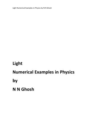 خرید و دانلود نسخه کامل کتاب Light Numerical Examples in Physics by N N Ghosh