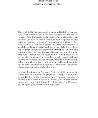 خرید و دانلود نسخه کامل کتاب Literature and German Reunification
