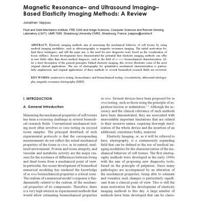 خرید و دانلود نسخه کامل کتاب Magnetic Resonance− and Ultrasound Imaging−Based Elasticity Imaging Methods: A Review