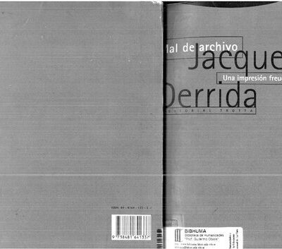 خرید و دانلود نسخه کامل کتاب Mal de archivo. Una impresión freudiana