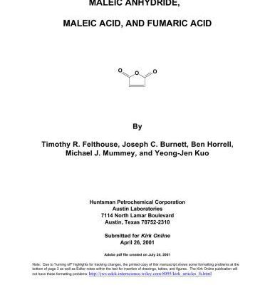 خرید و دانلود نسخه کامل کتاب Maleic anhydride, maleic acid, and fumaric acid