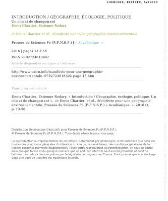 خرید و دانلود نسخه کامل کتاب Manifeste pour une géographie environnementale