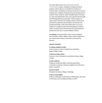 خرید و دانلود نسخه کامل کتاب Manual for Research Ethics Committees: Centre of Medical Law and Ethics, King’s College London