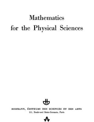 خرید و دانلود نسخه کامل کتاب Mathematics for the physical sciences (Collection Enseignement des sciences Hermann)