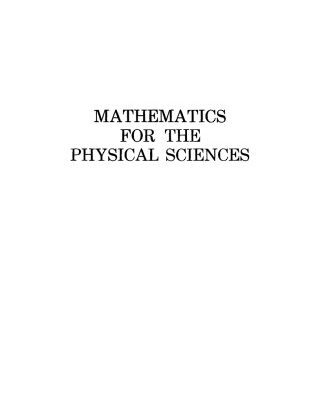 خرید و دانلود نسخه کامل کتاب Mathematics for the Physical Sciences