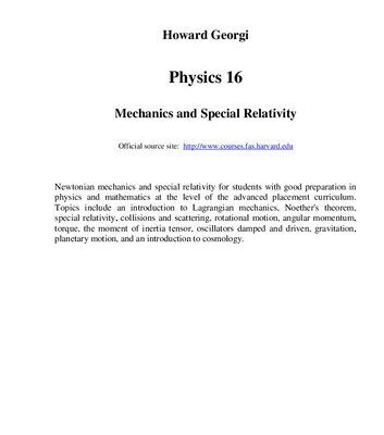 خرید و دانلود نسخه کامل کتاب Mechanics and Special Relativity. Harvard’s PHYS16