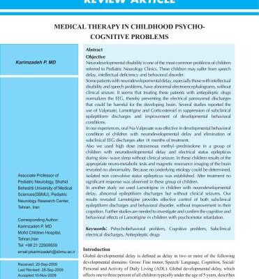 خرید و دانلود نسخه کامل کتاب Medical therapy in childhood psycho-cognitive problems