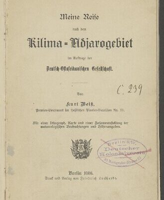 خرید و دانلود نسخه کامل کتاب Meine Reise nach dem Kilima-Ndjarogebiet im Auftrage der Deutsch-Ostafrikanischen Gesellschaft