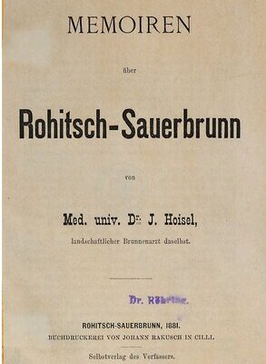 خرید و دانلود نسخه کامل کتاب Memoiren über Rohitsch-Sauerbrunn