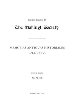 خرید و دانلود نسخه کامل کتاب Memorias Antiguas Historiales del Peru