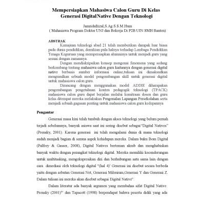 خرید و دانلود نسخه کامل کتاب Mempersiapkan Mahasiwa Calon Guru Di Kelas Generasi Digital Native Dengan Teknologi