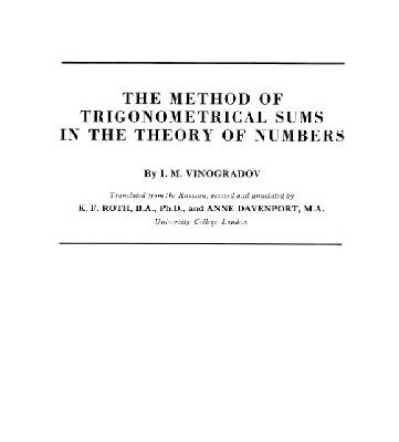 خرید و دانلود نسخه کامل کتاب Method of Trigonometrical Sums in the Theory of Numbers