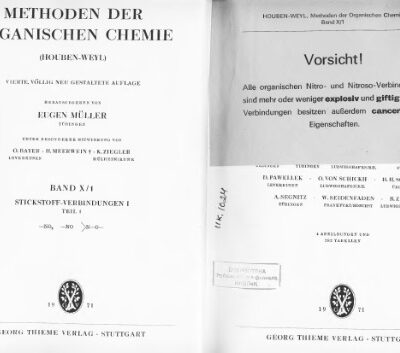 خرید و دانلود نسخه کامل کتاب Methoden der organischen Chemie (Houben-Weyl). Bd. 10/1- Stickstoffverbindungen I. Teil 1. -NO2, – NO, =NO