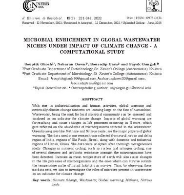 خرید و دانلود نسخه کامل کتاب MICROBIAL ENRICHMENT IN GLOBAL WASTEWATER NICHES UNDER IMPACT OF CLIMATE CHANGE – A COMPUTATIONAL STUDY