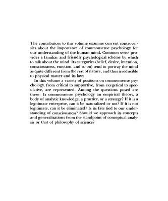 خرید و دانلود نسخه کامل کتاب Mind and Common Sense: Philosophical Essays on Common Sense Psychology