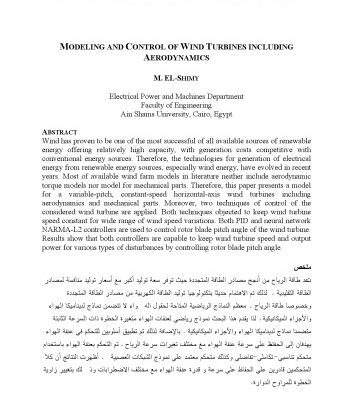 خرید و دانلود نسخه کامل کتاب MODELING AND CONTROL OF WIND TURBINES INCLUDING AERODYNAMICS