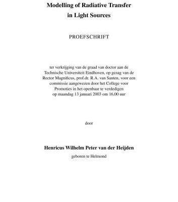 خرید و دانلود نسخه کامل کتاب Modelling of Radiative Transfer in Light Sources