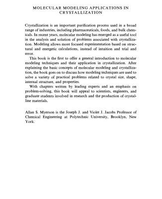 خرید و دانلود نسخه کامل کتاب Molecular Modeling Applications in Crystallization