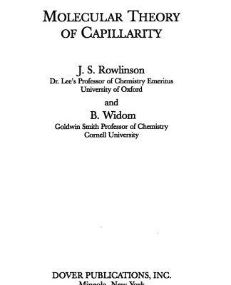 خرید و دانلود نسخه کامل کتاب Molecular Theory of Capillarity