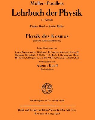 خرید و دانلود نسخه کامل کتاب Müller-Pouillets Lehrbuch der Physik – Band V, 2. Teil: Physik des Kosmos