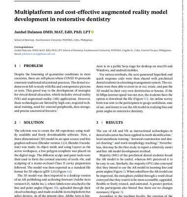 خرید و دانلود نسخه کامل کتاب Multiplatform and cost-effective augmented reality model development in restorative dentistry