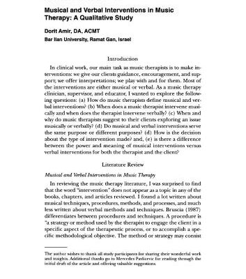 خرید و دانلود نسخه کامل کتاب Musical and verbal interventions in music therapy: a qualitative study