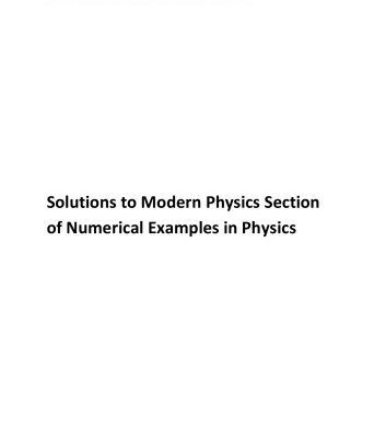 خرید و دانلود نسخه کامل کتاب N N Ghosh Modern Physics Solutions to Numerical Examples in Physics for IIT JEE and Olympiads