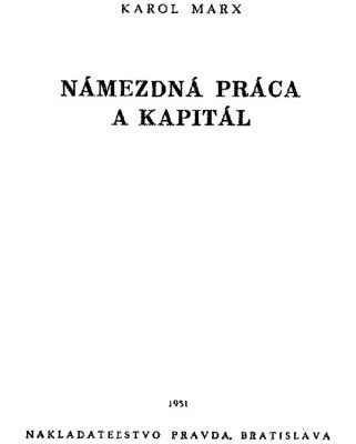 خرید و دانلود نسخه کامل کتاب Námezdná práca a kapitál