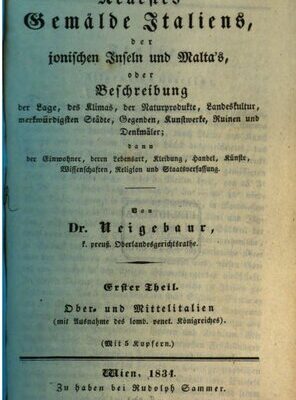 خرید و دانلود نسخه کامل کتاب Neuestes Gemälde Italiens, der Ionischen Inseln und Maltas