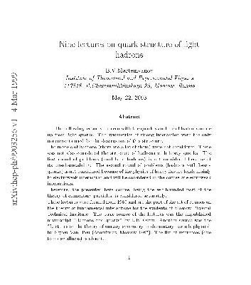 خرید و دانلود نسخه کامل کتاب Nine lectures on quark structure of light hadrons