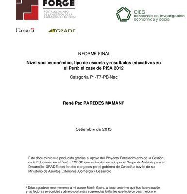 خرید و دانلود نسخه کامل کتاب Nivel socioeconómico, tipo de escuela y resultados educativos en el Perú: el caso de PISA 2012. Informe Final
