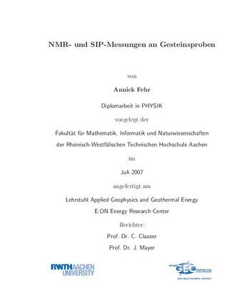 خرید و دانلود نسخه کامل کتاب NMR- und SIP-Messungen an Gesteinsproben
