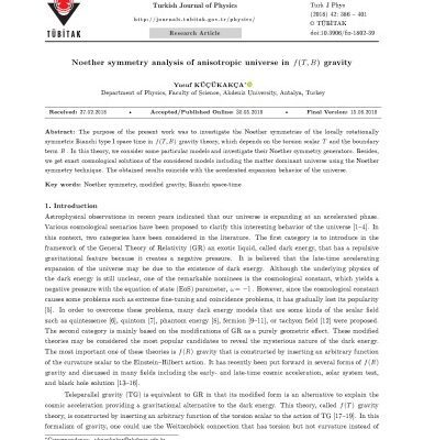 خرید و دانلود نسخه کامل کتاب Noether symmetry analysis of anisotropic universe in f(T, B) gravity