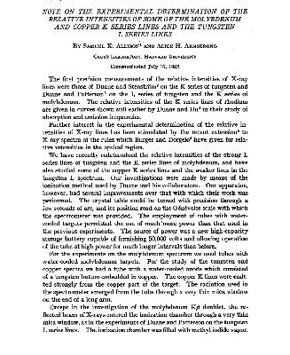 خرید و دانلود نسخه کامل کتاب Note on the Experimental Determination of the Relative Intensities of Some of the Molybdenum and Copper K Series Lines and the Tungsten L Series Lines