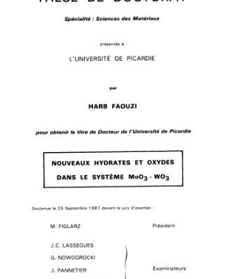 خرید و دانلود نسخه کامل کتاب Nouveaux Hydrates et Oxydes dans le Système MoO3 – WO3