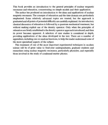 خرید و دانلود نسخه کامل کتاب Nuclear Magnetic Resonance and Relaxation